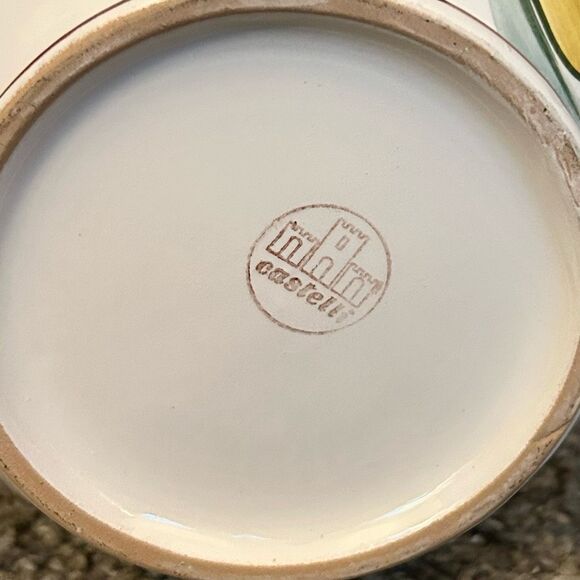 Castelli Italy Hand Painted Ceramic Pitcher Spring Flowers 7.5” x 6” | Vintage - Picture 6 of 7